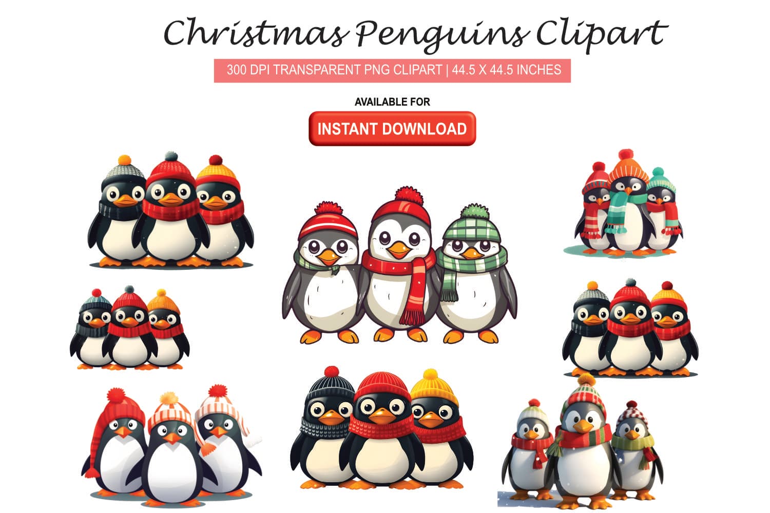 Penguins Christmas Clipart